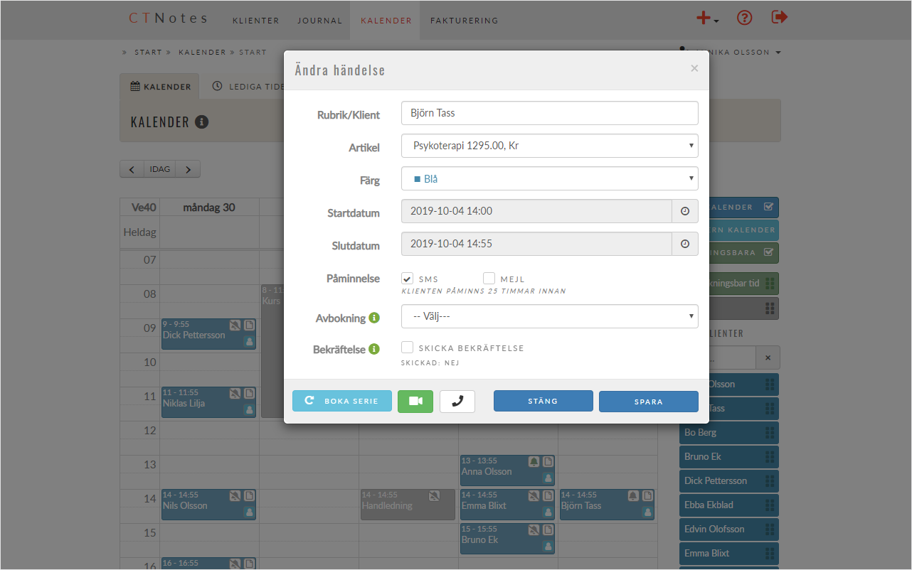 Journalsystem för psykologer och psykoterapeuter CTNotes